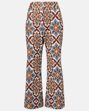 La DoubleJ Hendrix High-Rise Cotton Flared Trousers - Multicolour