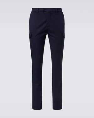 Brunello Cucinelli Cotton-Blend Slim Trousers - Blue