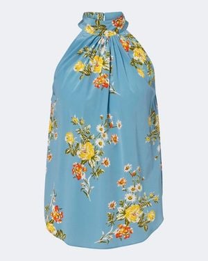 Veronica Beard Top Kovi En Mezcla De Seda Floral - Azul