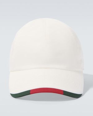 Gucci Baseballcap Web Stripe Aus Einem Baumwollgemisch - Weiß