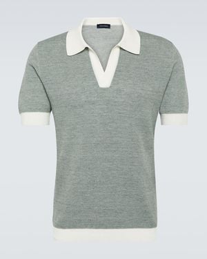 Thom Sweeney Cotton And Linen Polo Shirt - Green