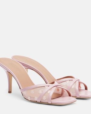 Malone Souliers Perla 70 Leather And Mesh Mules - Pink