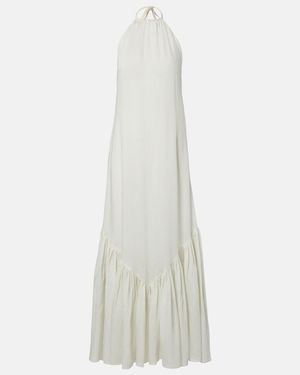 Patou Striped Halterneck Open-Back Maxi Dress - White