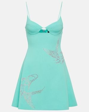 David Koma Crystal-Embellished Minidress - Blue
