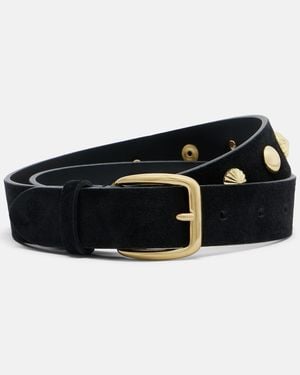 Nour Hammour Eden Studded Suede Belt - Black