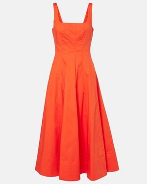 STAUD Wells Cotton Poplin Midi Dress - Red