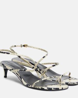 KHAITE Loop 35 Snake-Effect Leather Sandals - Metallic