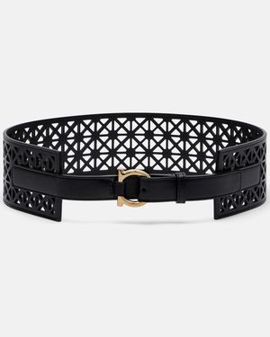 Ferragamo Guertel Gancini Aus Leder - Schwarz