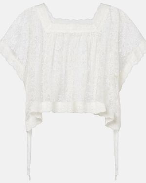 Doen Vennette Lace Crop Top - White