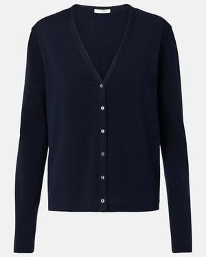 The Row Cresp Ribbed-Knit Cotton Jersey Cardigan - Blue