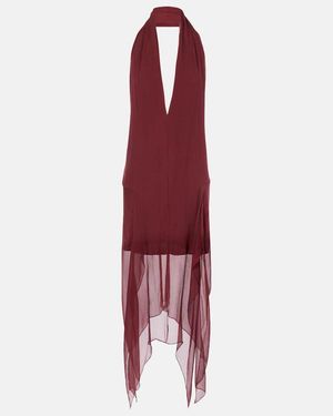 Ferragamo Minikleid Aus Seiden-Georgette - Rot