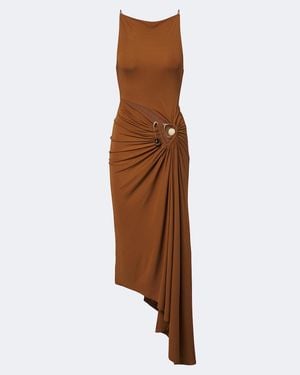 Christopher Esber Veer Spiral Crystal Draped Midi Dress - Brown