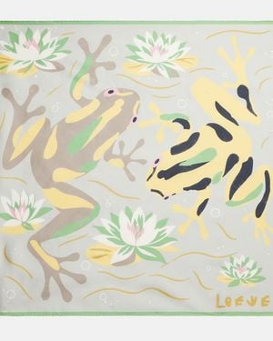Loewe Printed Silk Twill Scarf - Metallic