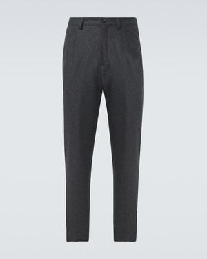 Brunello Cucinelli Pleated Virgin Wool Straight Trousers - Grey