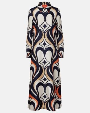 La DoubleJ Chemise Swing Printed Silk Shirt Dress - White
