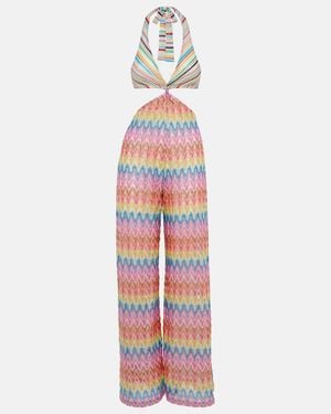 Missoni Zigzag Cotton-Blend Lame Jumpsuit - Red