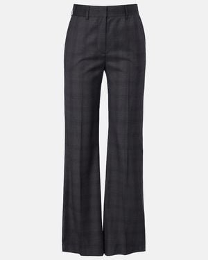 Blazé Milano Lundy Checked Virgin Wool Flared Pants - Blue
