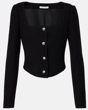Alessandra Rich Wool-Blend Twill Boucle Jacket - Black