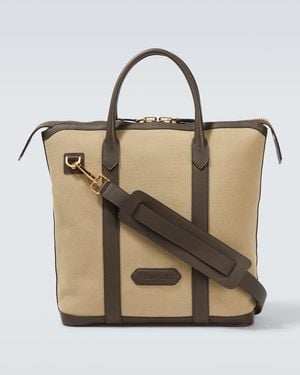 Tom Ford Buckley East West Canvas Tote Bag - Natural