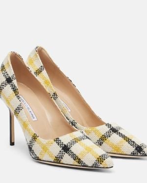 Manolo Blahnik Bb 90 Plaid Pumps - Metallic