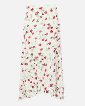 Marni Floral-Print A-Line Cotton Midi Skirt - White