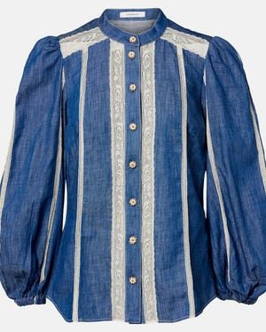 Zimmermann Awaken Lace-Trimmed Denim Shirt - Blue
