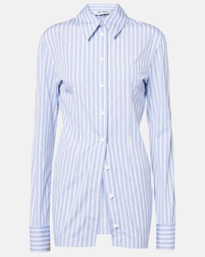 The Attico Zebra-Print Satin Shirt - Blue
