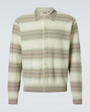 AURALEE Striped Cotton And Silk Cardigan - Gray