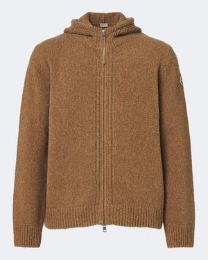 Moncler Sweat-Shirt A Capuche En Laine Melangee - Marron