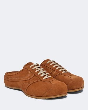 Dries Van Noten Slippers Aus Veloursleder - Braun