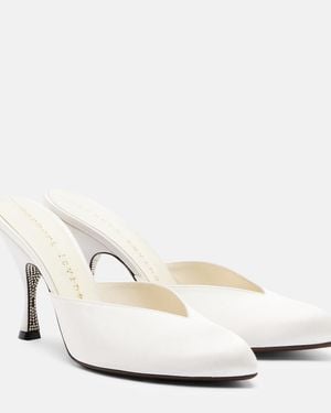 Herbert Levine Sitting Pretty Satin Mules - White
