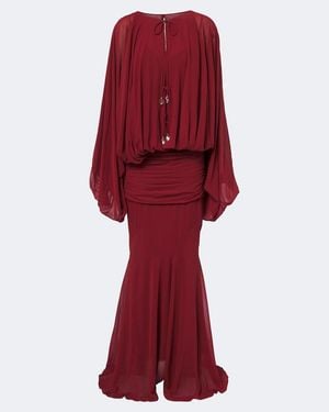 De La Vali Eulalia Gathered Chiffon Maxi Dress