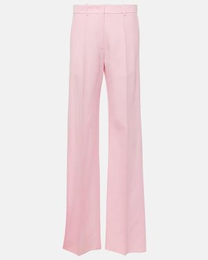Valentino Wool And Silk Wide-Leg Trousers - Pink