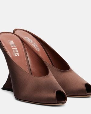 Paris Texas Nina 105 Satin Wedge Mules - Brown