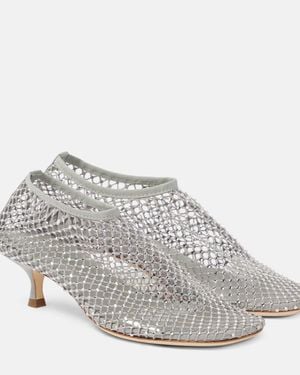 Christopher Esber Minette Crystal-Embellished Fishnet Court Shoes - White