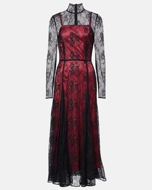 Dolce & Gabbana Floral Lace Midi Dress - Red