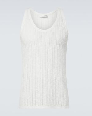 Commas Pointelle Cotton And Linen Tank Top - White