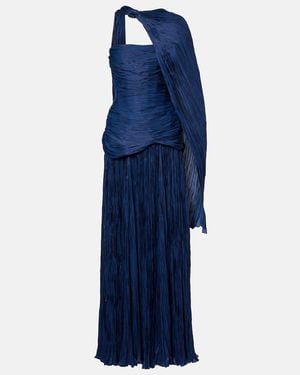 Marmar Halim Pleated Caped Corset Gown - Blue