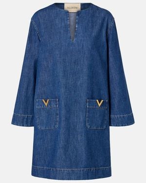 Valentino Minikleid Vgold Aus Chambray - Blau