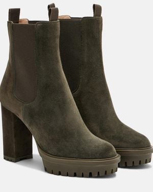 Gianvito Rossi Barry Suede Platform Ankle Boots - Green