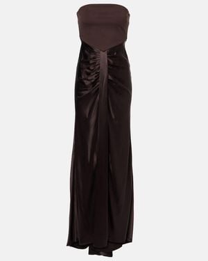 STAUD Wayfaring Gathered Strapless Midi Dress - Black