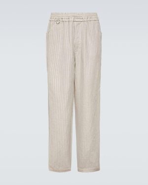 Undercover Pinstripe Wool And Linen Wide-Leg Trousers - Natural