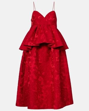 La DoubleJ Satine Matelasse Jacquard Midi Dress - Red