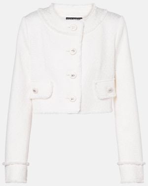 Dolce & Gabbana Wool Tweed Cropped Jacket - White