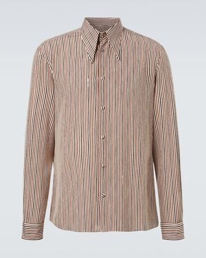 Valentino Striped Silk Shirt - Brown