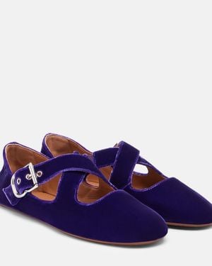 Alaïa Velvet Ballet Flats - Purple