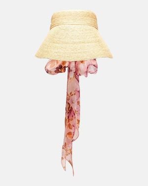 Chloé Scarf-Detail Raffia Visor - White
