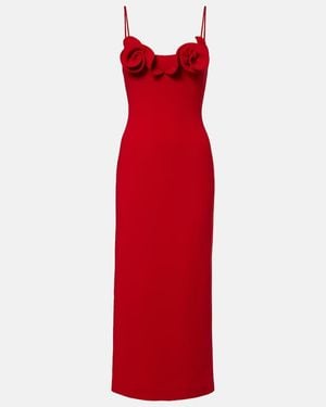 Magda Butrym Floral-Applique Wool-Blend Midi Dress - Red