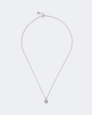 Fendi Ff Crystal-Embellished Pendant Necklace - White