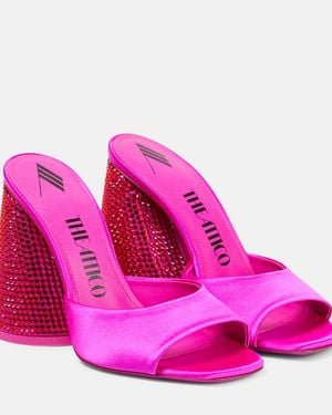 The Attico Luz Embellished Satin Mules - Pink